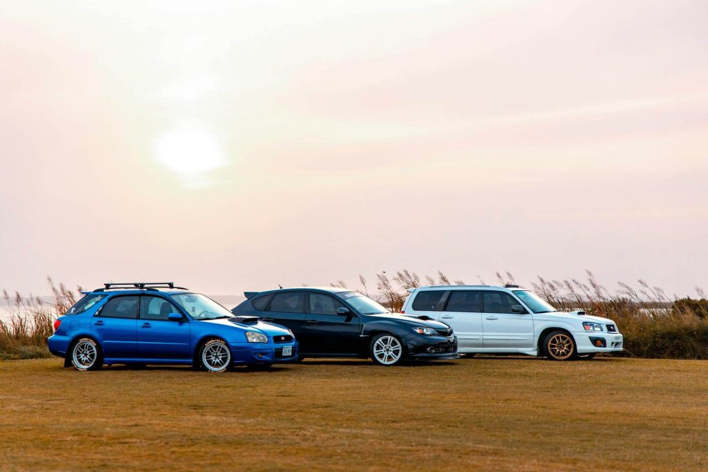 remaps coventry 8 three subaru cars at sunset